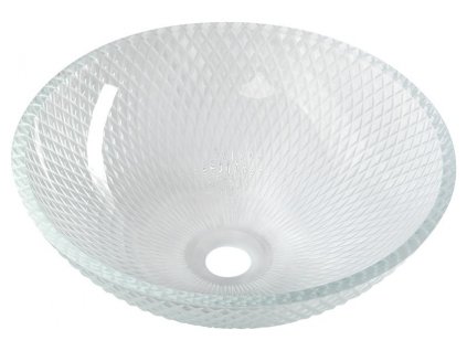 Sapho PUKETA skleněné gravírované umyvadlo na desku Ø 42 cm, čirá TY165