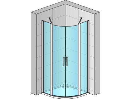 RONAL Čtvrtkruh s dvoukřídlými dveřmi, rádius 550 mm D22ERB551205007