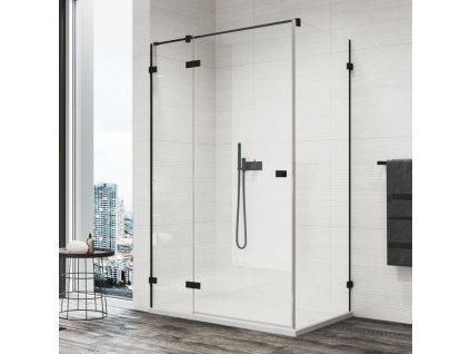 SanSwiss ANNEA Black Boční stěna v 90° s L-kováním pro dveře s L-kováním ANTW09000607