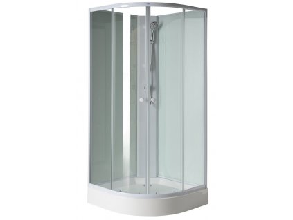 Aqualine AIGO čtvrtkruhový sprchový box 900x900x2040 mm, bílý profil, čiré sklo YB93