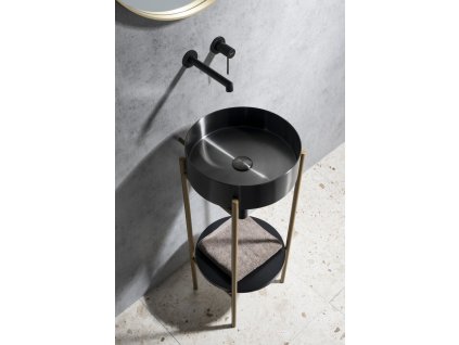 AURUM nerezové kulaté umyvadlo, průměr 38 cm, včetně výpusti, antracit