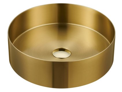Sapho AURUM nerezové umyvadlo na desku, průměr 38cm, včetně výpusti, zlato mat AU201