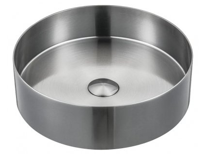 Sapho AURUM nerezové umyvadlo na desku, průměr 38cm, včetně výpusti, nerez mat AU401