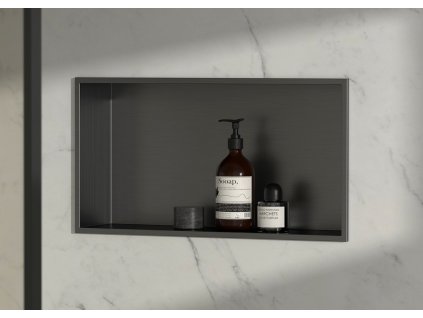Sapho DENBO zapuštěná police do obkladu, 510x270mm, nerez, gun metal 1301-53B