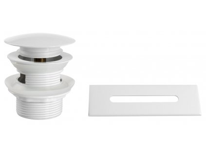 Aqualine SET krytka přepadu, vanová výpust 6/4", click-clack, bílá lesk TF9005W