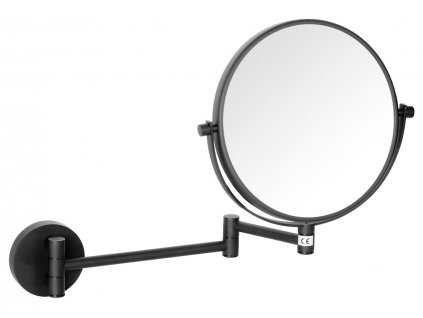 Sapho X-ROUND BLACK kosmetické zrcátko závěsné, Ø 200mm, oboustranné, černá mat XR006B