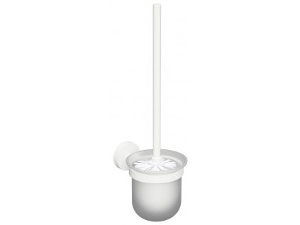 Sapho X-ROUND WHITE WC štětka závěsná, mléčné sklo, bílá mat XR303W