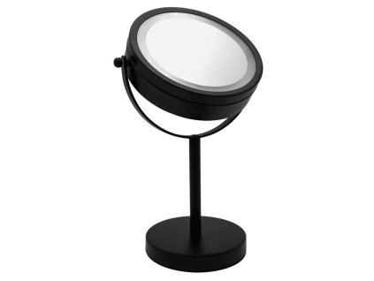 Ridder DAISY kosmetické zrcátko na postavení LED, Ø 150 mm, oboustranné, černá 03111010