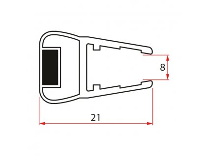 GELCO Magnetické těsnění ploché, sklo 8mm, 2000mm NDGV02