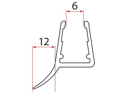 Aqualine Spodní těsnění na dveře, sklo 6mm, 1000mm NDPT-02