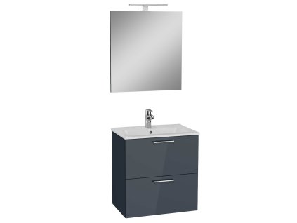 Vitra Koupelnová sestava s umyvadlem zrcadlem a osvětlením VitrA Mia 59x61x39,5 cm antracit lesk MIASET60A