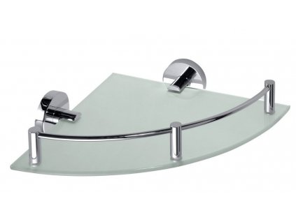 Sapho X-ROUND E skleněná polička rohová s hrazdou 255x60x230mm, chrom XR605