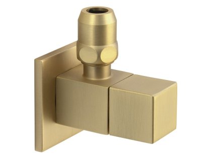Sapho Rohový ventil s matkou, hranatý, 1/2"x3/8", zlato mat SL219