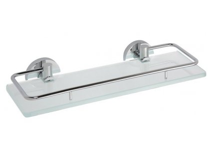 Sapho X-ROUND E skleněná polička s výklopnou hrazdou 300x130mm, mléčné sklo, chrom XR607