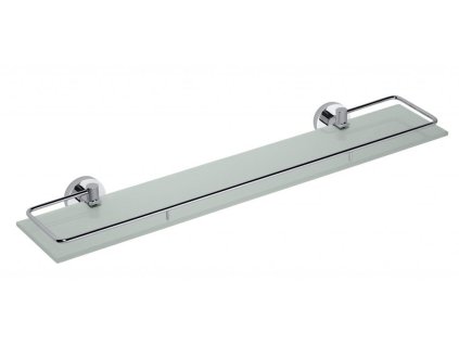 Sapho X-ROUND E polička skleněná s výklopnou hrazdou 600x130mm, mléčné sklo, chrom XR600