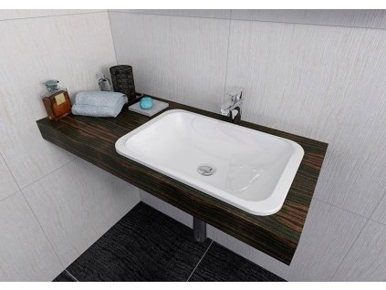 JAPURA umyvadlo 550x360mm, litý mramor, bílá, zápustné