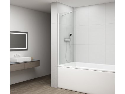Polysan FISA vanová zástěna 700x1500mm, bílá mat, čiré sklo FS1072-W
