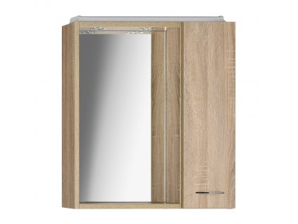 Aqualine ZOJA/KERAMIA FRESH galerka s LED osvětlením, 60x60x14cm, pravá, dub platin 45028