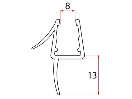 GELCO Spodní těsnění na otočné sklo 8mm, 600mm NDMS3B