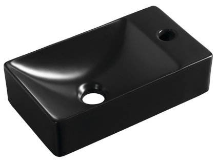 Sapho MARGITHA keramické umývátko 38x22cm, otvor pro baterii vpravo, černá mat MGT3822B