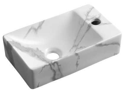 Sapho MARGITHA keramické umývátko 38x22cm, otvor pro baterii vpravo, carrara MGT38217