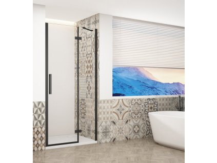 GELCO TRINITY BLACK sprchové dveře do niky 800mm, čiré sklo, pravé GT1280CR-B