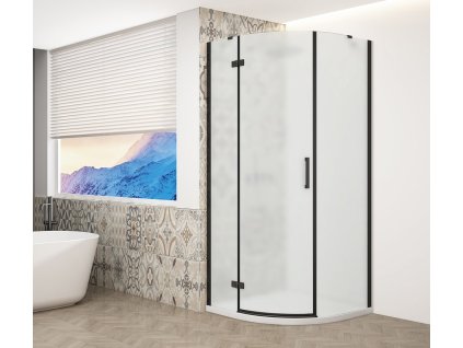 GELCO TRINITY BLACK čtvrtkruhový sprchový kout 900x900mm, matné sklo, levé GT6590ML-B