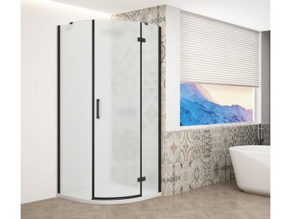 GELCO TRINITY BLACK čtvrtkruhový sprchový kout 900x900mm, matné sklo, pravé GT6590MR-B