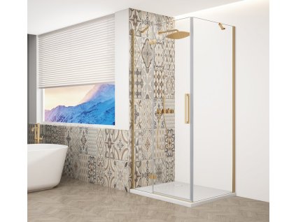 GELCO TRINITY GOLD MATT obdélníkový sprchový kout 800x1200mm, čiré sklo, levé GT5612-80CL-G