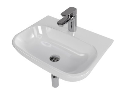 Swiss Aqua Technologies Koupelnový set závěsného umyvadla Brevis 50 cm, pákové baterie Lucida, sifonu, průtočné zátky a roháčků KSETBRE1