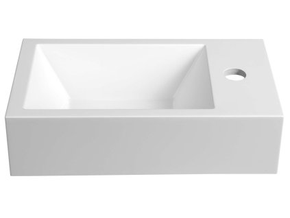 AMAROK umyvadlo 40x11x22cm, litý mramor, bílá, baterie vpravo