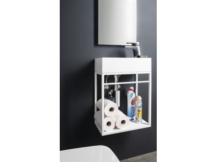 AMAROK umyvadlo 40x11x22cm, litý mramor, bílá, baterie vpravo