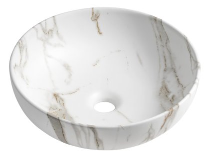 Sapho RONDANE keramické umyvadlo na desku Ø 41cm, bianco carrara AR435BC
