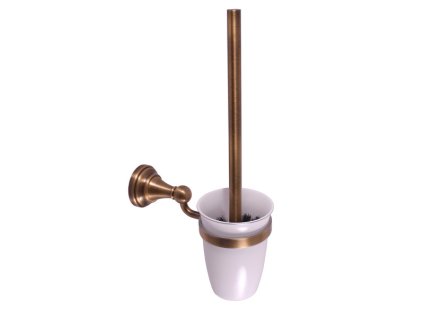 MORAVA RETRO - Koupelnový doplněk WC štětka, miska keramická, Stará mosaz (Bronz) MKA0500SM, RAV Slezák