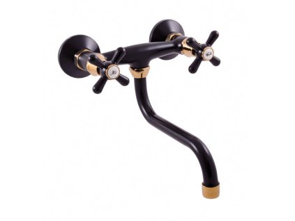 MORAVA RETRO - Umyvadlová/dřezová baterie, Černá matná/Zlatá MK101.5/21CMATZ, RAV Slezák (Barva Černá matná/Zlatá, Rozměr 100 mm)