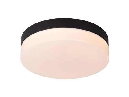 Lucide BISKIT - stropní svítidlo Koupelna - Ø 23 cm - LED - 1x12W 2700K - IP44 - Senzor pohybu & Den/Noc - Čern