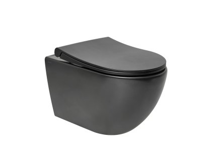 Vitra Wc s prkénkem softclose závěsné VitrA S60 černá mat zadní odpad 7510-083-6319