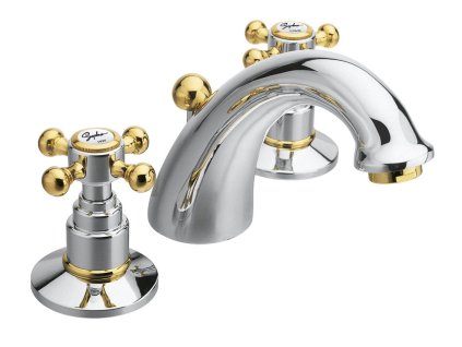 Sapho ANTEA tříprvková umyvadlová baterie s výpustí, chrom/zlato 3022