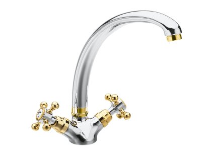Sapho ANTEA stojánková dřezová baterie, výška 265mm, chrom/zlato 3112