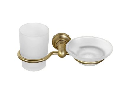 Sapho DIAMOND držák kartáčků s mýdlenkou, mléčné sklo, bronz 1318-04