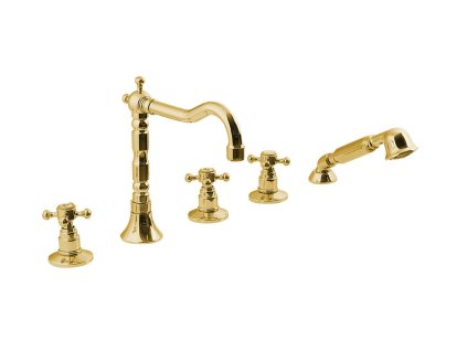 Sapho ANTEA pětiprvková baterie na okraj vany s retro hubicí, zlato 3885