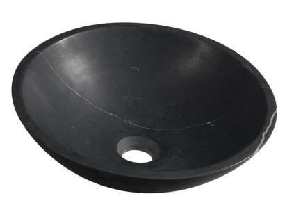 Sapho BLOK kamenné umyvadlo na desku Ø 40cm, matný černý Marquin 2401-35