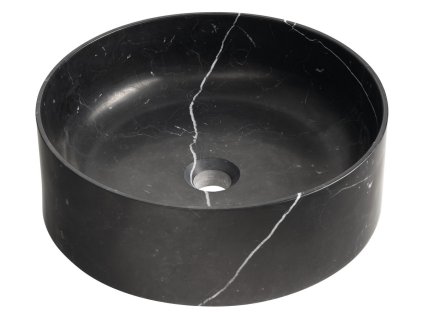 Sapho BLOK kamenné umyvadlo na desku, Ø 40cm, matný černý Marquin 2401-52
