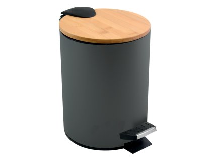 Spirella Spirella pedálový odpadkový koš ADONIS tmavě šedá ocel bambusové víko 3 L 10.00003