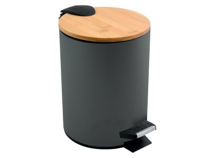 Spirella Spirella pedálový odpadkový koš ADONIS tmavě šedá ocel bambusové víko 5 L 10.00004