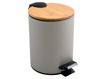 Spirella Spirella pedálový odpadkový koš ADONIS šedohnědá ocel bambusové víko 5 L 10.00006