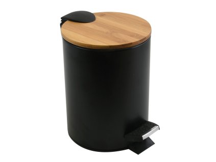 Spirella Spirella pedálový odpadkový koš ADONIS matná černá ocel bambusové víko 5 L 10.20921
