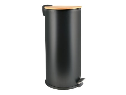Spirella Spirella pedálový odpadkový koš ADONIS matná černá ocel bambusové víko 30 L 10.21091