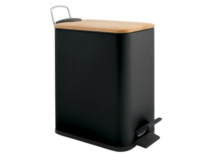 Spirella Spirella pedálový odpadkový koš ERIK matná černá ocel bambusové víko 5 L 10.22585