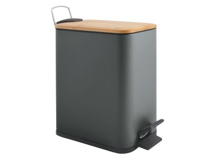 Spirella Spirella pedálový odpadkový koš ERIK tmavě šedá ocel bambusové víko 5 L 10.22584
